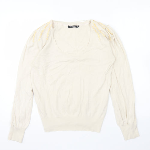 Atmosphere Womens Beige Scoop Neck Viscose Pullover Jumper Size 14