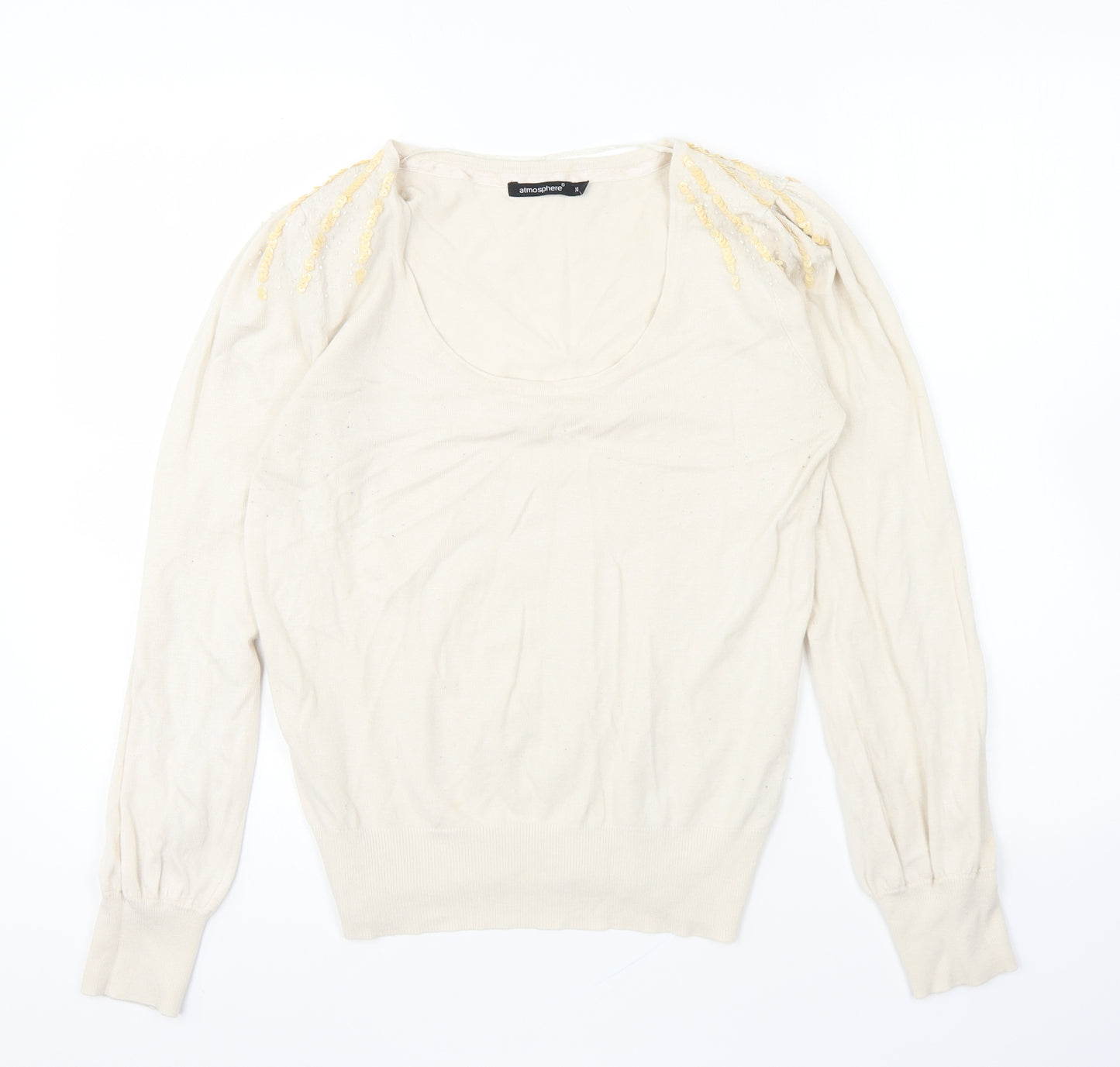 Atmosphere Womens Beige Scoop Neck Viscose Pullover Jumper Size 14