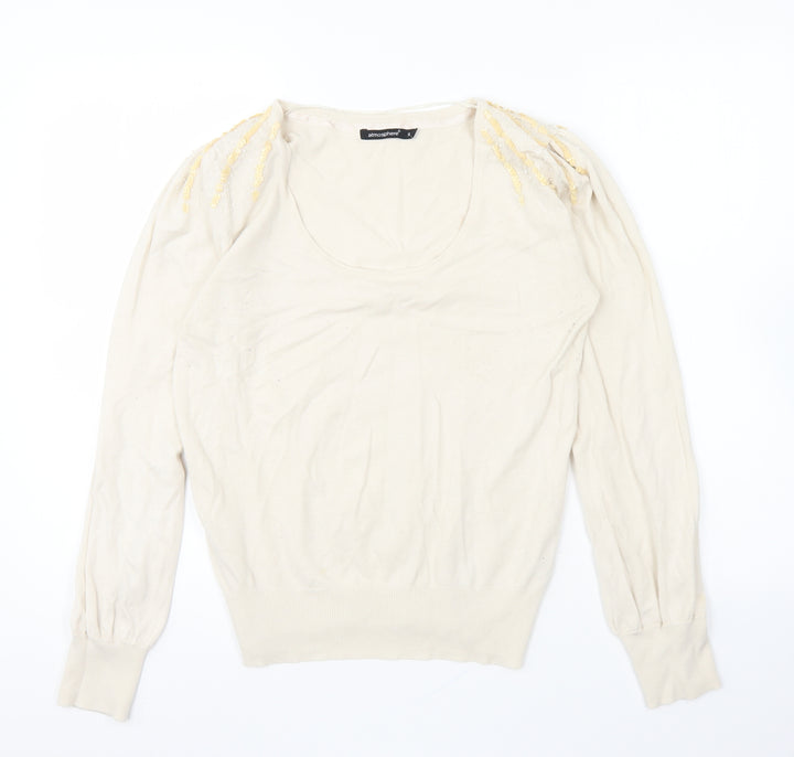 Atmosphere Womens Beige Scoop Neck Viscose Pullover Jumper Size 14