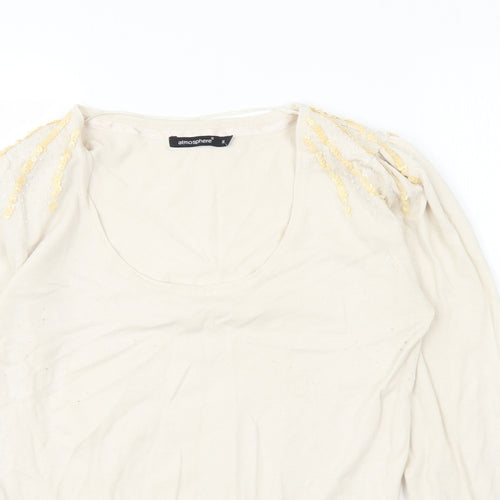 Atmosphere Womens Beige Scoop Neck Viscose Pullover Jumper Size 14