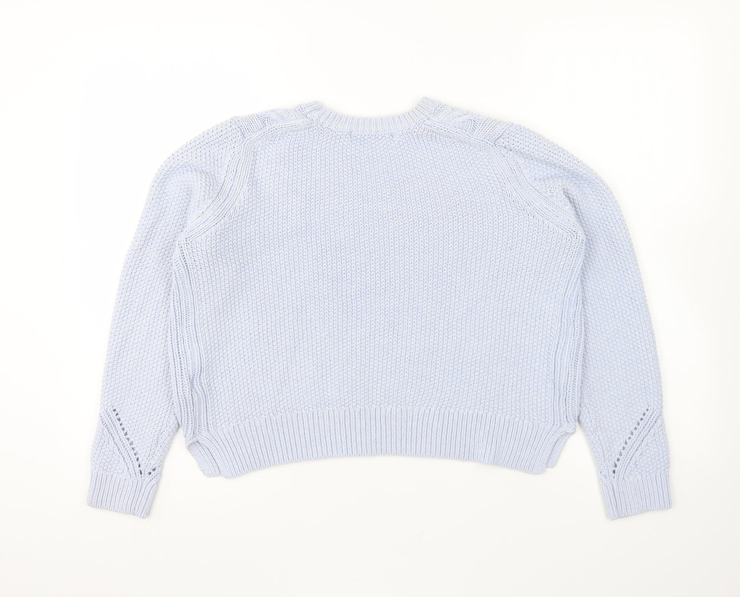 Marks and Spencer Womens Blue Round Neck Cotton Pullover Jumper Size 16