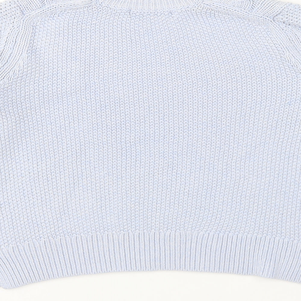 Marks and Spencer Womens Blue Round Neck Cotton Pullover Jumper Size 16