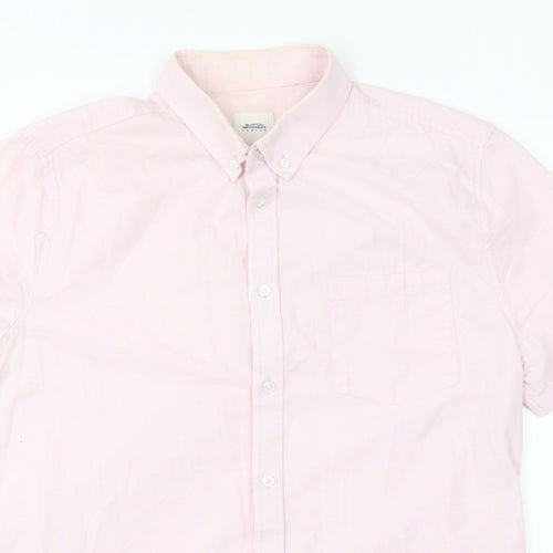 Burton Mens Pink Cotton Button-Up Size L Collared Button