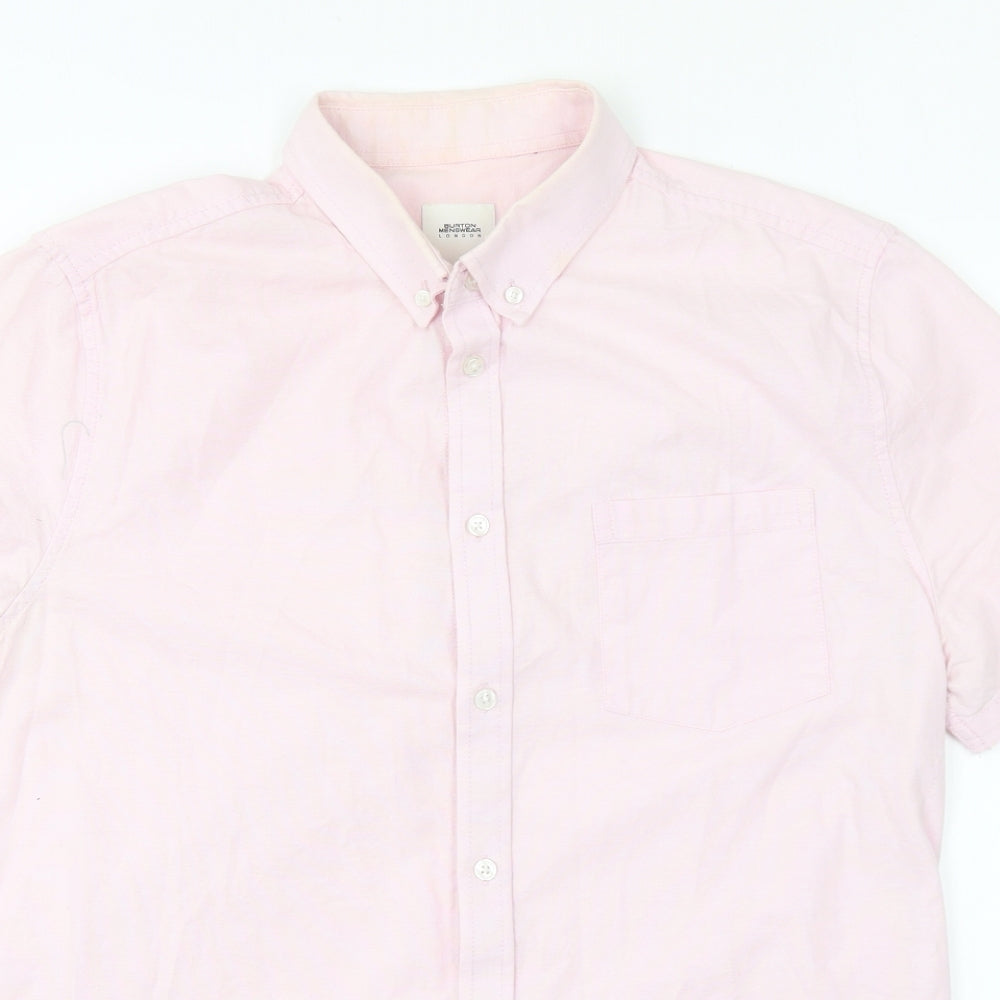 Burton Mens Pink Cotton Button-Up Size L Collared Button