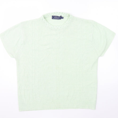 Akal Womens Green Round Neck Acrylic Pullover Jumper Size L