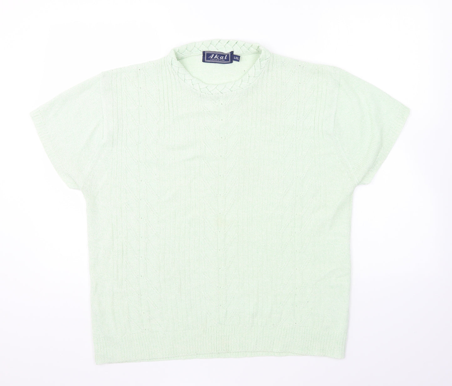 Akal Womens Green Round Neck Acrylic Pullover Jumper Size L