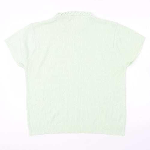Akal Womens Green Round Neck Acrylic Pullover Jumper Size L