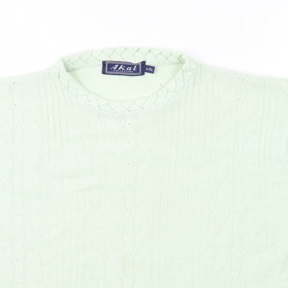 Akal Womens Green Round Neck Acrylic Pullover Jumper Size L