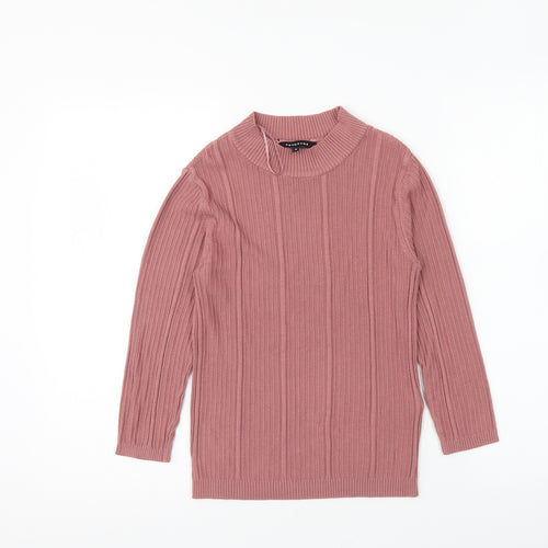 Peacocks Womens Pink Crew Neck Viscose Pullover Jumper Size 8