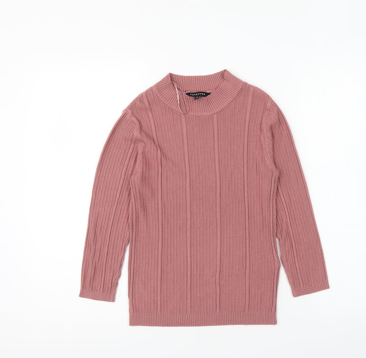 Peacocks Womens Pink Crew Neck Viscose Pullover Jumper Size 8