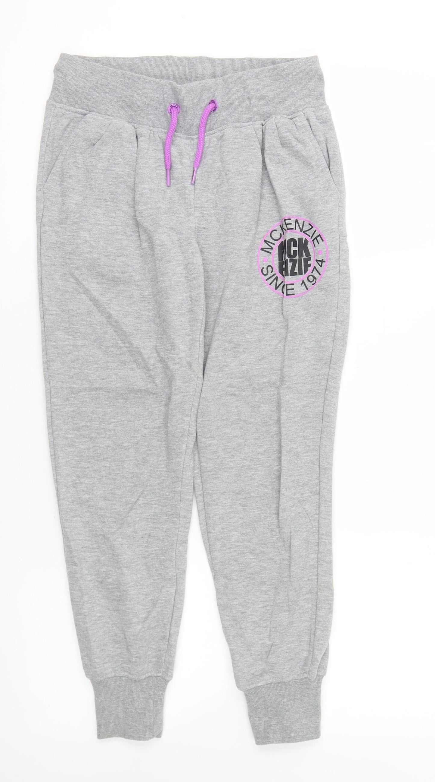 McKenzie Girls Grey Cotton Jogger Trousers Size 10-11 Years Regular Drawstring