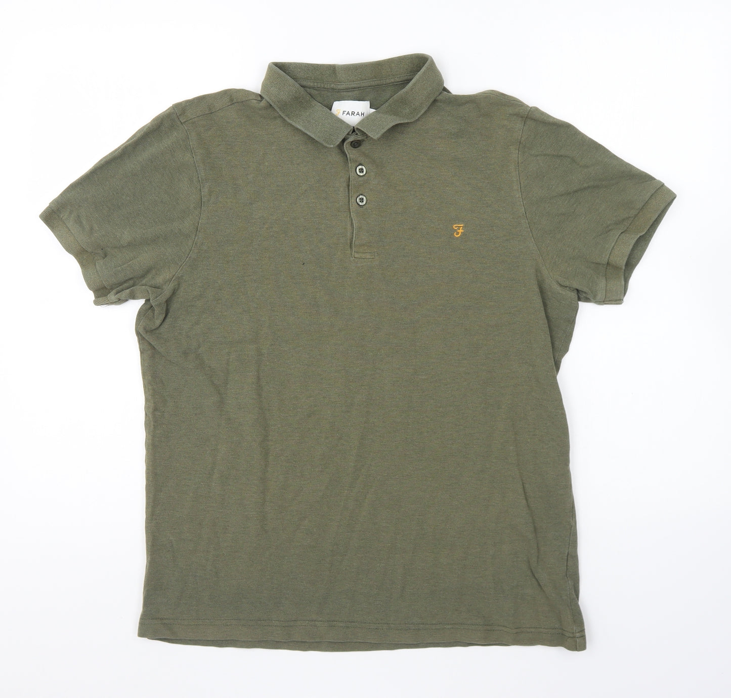 Farah Boys Green Cotton Basic Polo Size L Collared Button