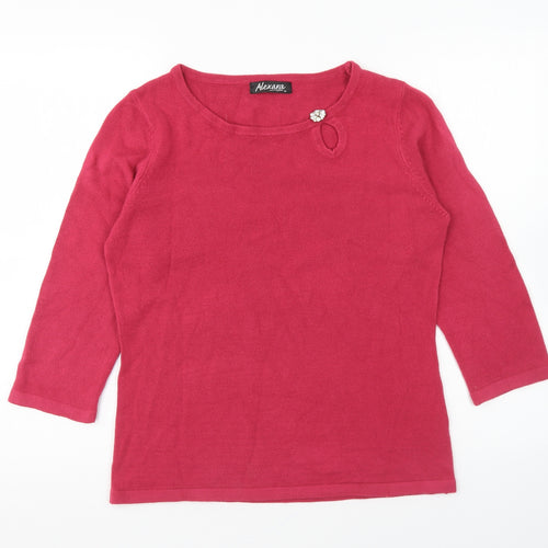 Alexara Womens Pink Round Neck Acrylic Pullover Jumper Size M