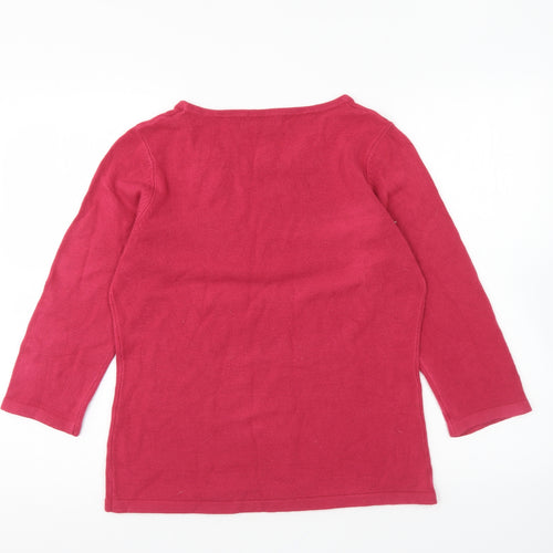 Alexara Womens Pink Round Neck Acrylic Pullover Jumper Size M