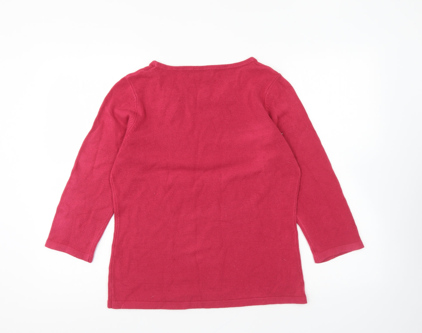 Alexara Womens Pink Round Neck Acrylic Pullover Jumper Size M