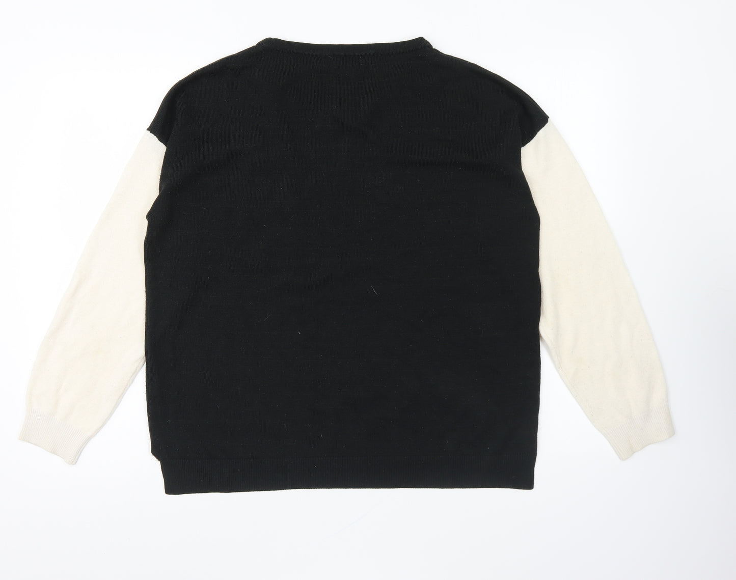 George Womens Black Round Neck Acrylic Pullover Jumper Size 16