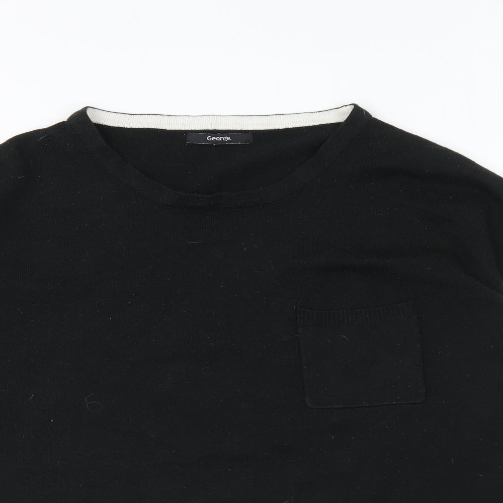 George Womens Black Round Neck Acrylic Pullover Jumper Size 16