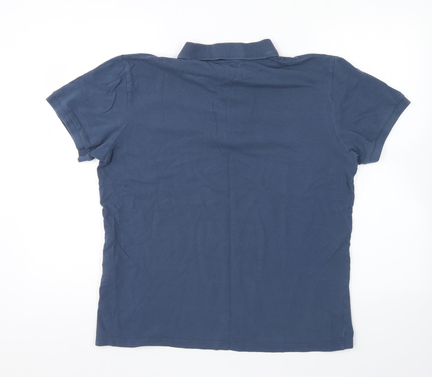JACK & JONES Mens Blue Cotton Polo Size L Collared Button