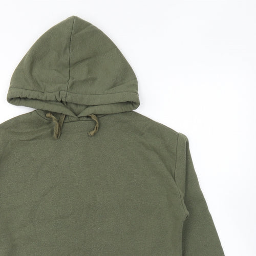 Topshop Womens Green Cotton Pullover Hoodie Size 6 Pullover - Cropped.