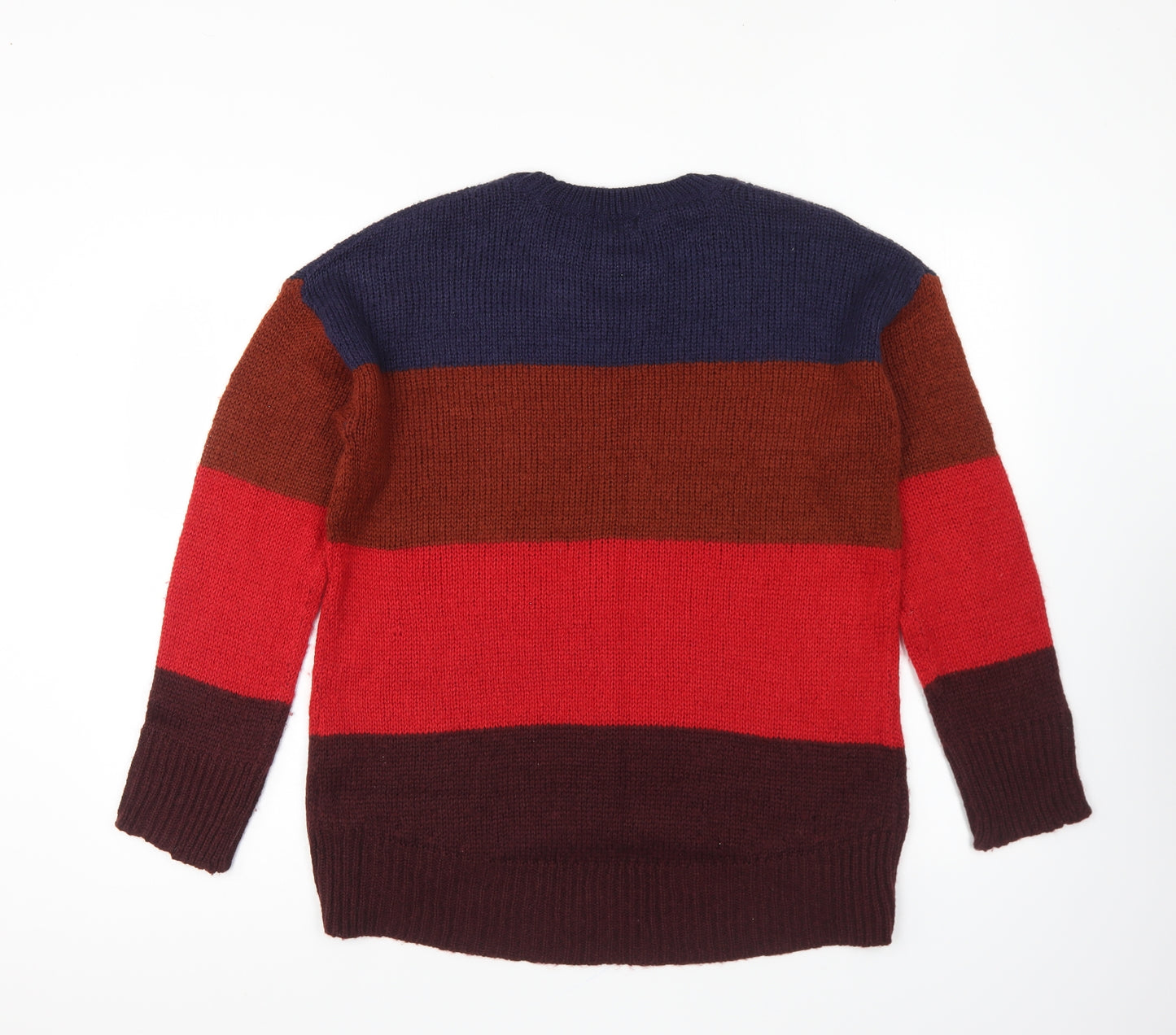 New Look Womens Multicoloured Round Neck Acrylic Pullover Jumper Size S - Colour block.