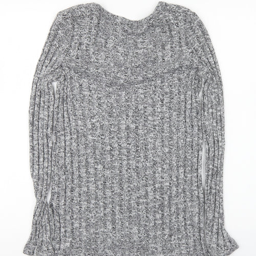 Topshop Womens Grey V-Neck Cotton Pullover Jumper Size 8 -