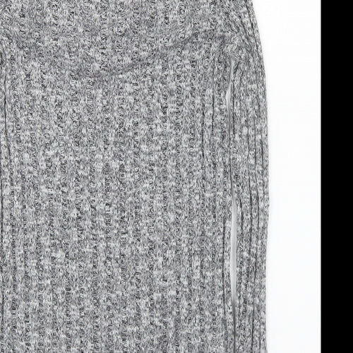 Topshop Womens Grey V-Neck Cotton Pullover Jumper Size 8 -