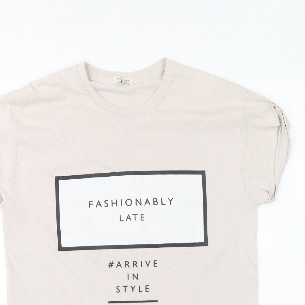 River Island Womens Pink Cotton Basic T-Shirt Size 10 Round Neck - Fashionably Late