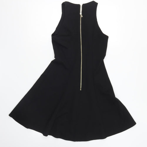 River Island Womens Black Viscose A-Line Size 8 Round Neck Zip