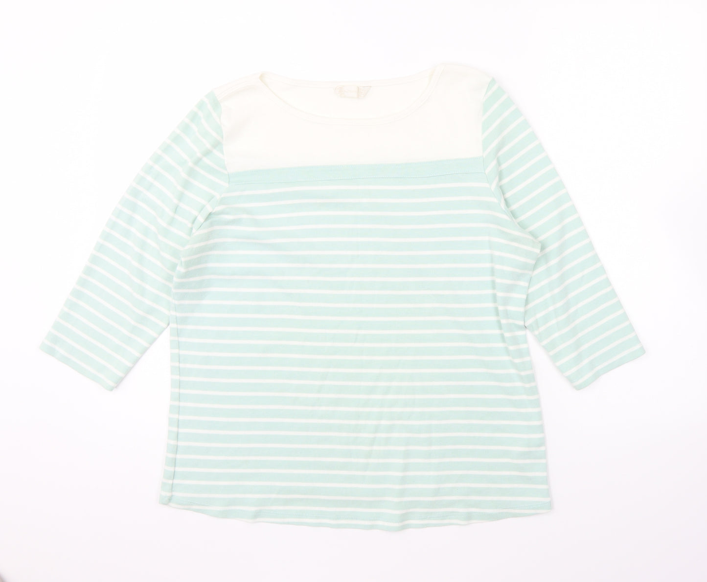 BHS Womens Green Striped Cotton Pullover Sweatshirt Size 18 Pullover