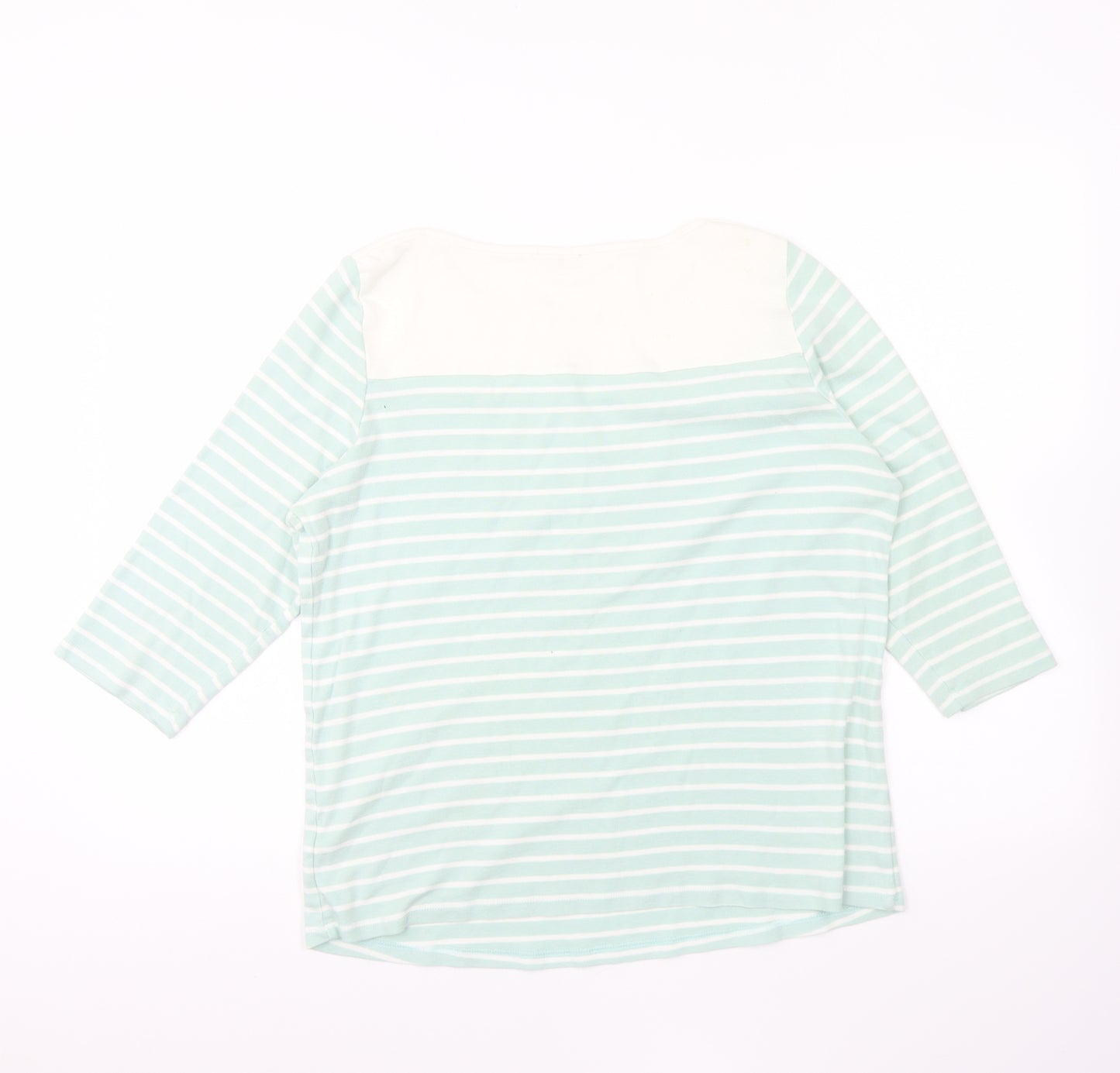 BHS Womens Green Striped Cotton Pullover Sweatshirt Size 18 Pullover