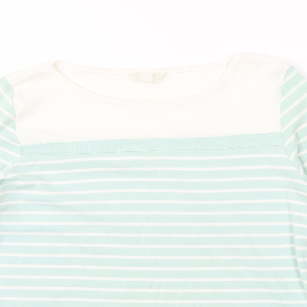 BHS Womens Green Striped Cotton Pullover Sweatshirt Size 18 Pullover
