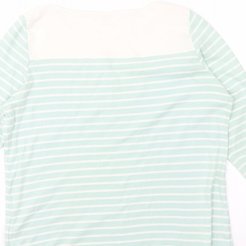 BHS Womens Green Striped Cotton Pullover Sweatshirt Size 18 Pullover
