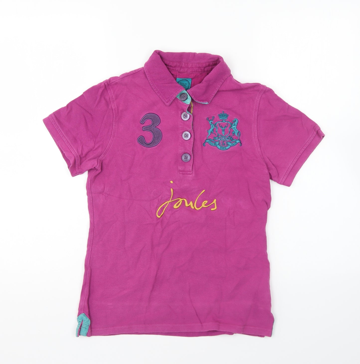 Joules Womens Purple Cotton Basic Polo Size 8 Collared