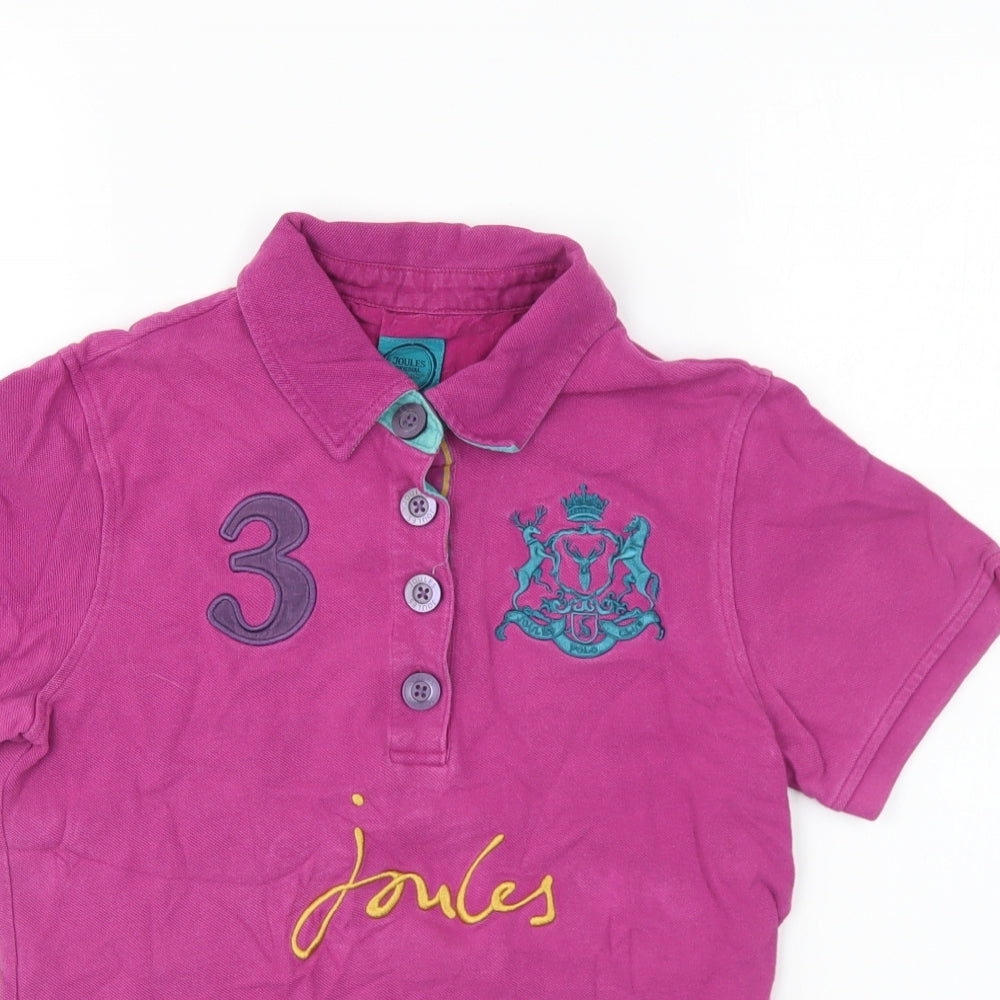 Joules Womens Purple Cotton Basic Polo Size 8 Collared