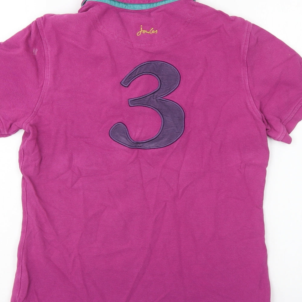 Joules Womens Purple Cotton Basic Polo Size 8 Collared