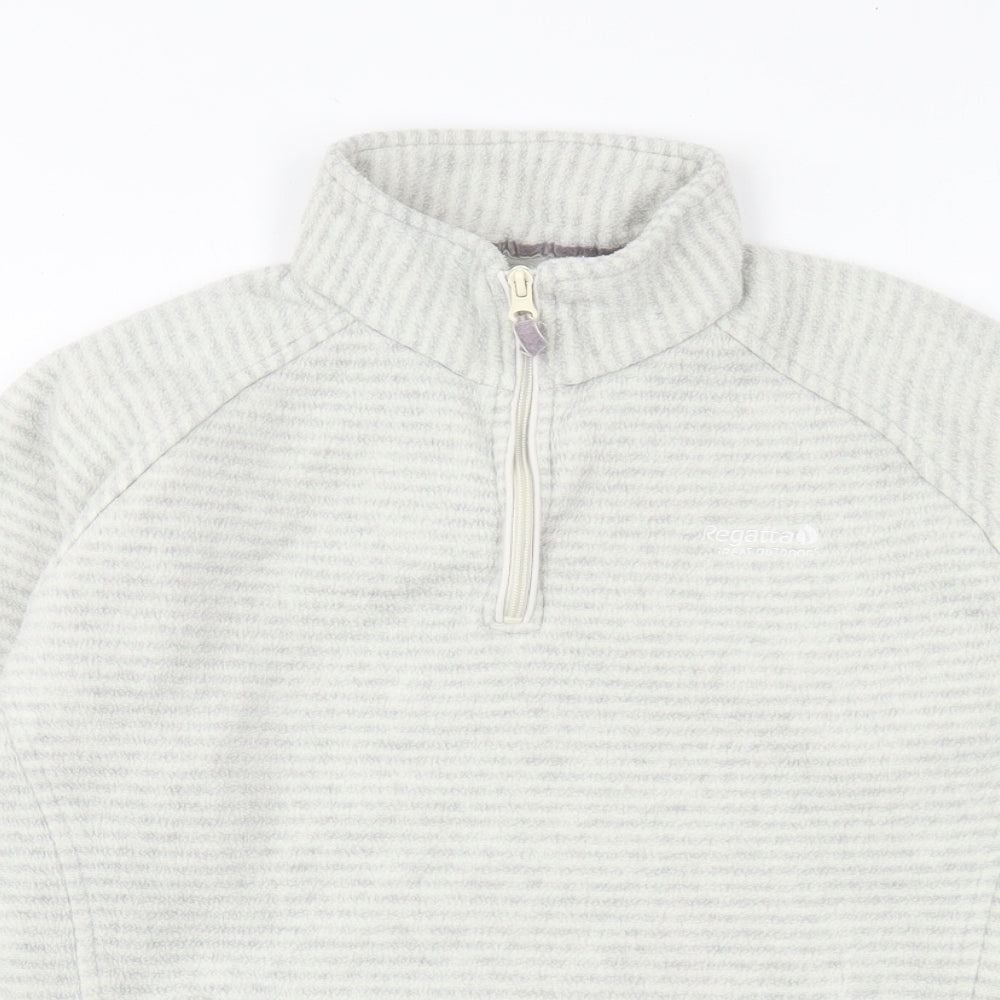 Regatta Womens Grey Striped Polyester Pullover Sweatshirt Size 12 Zip