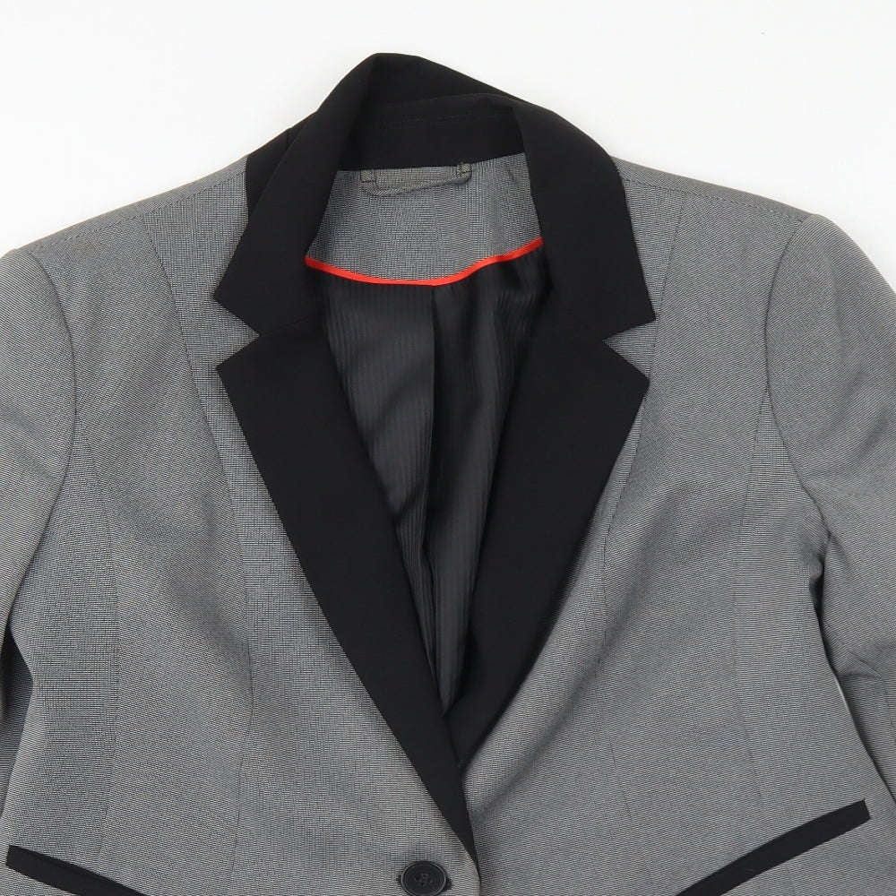 F&F Womens Black Geometric Jacket Blazer Size 14 Button
