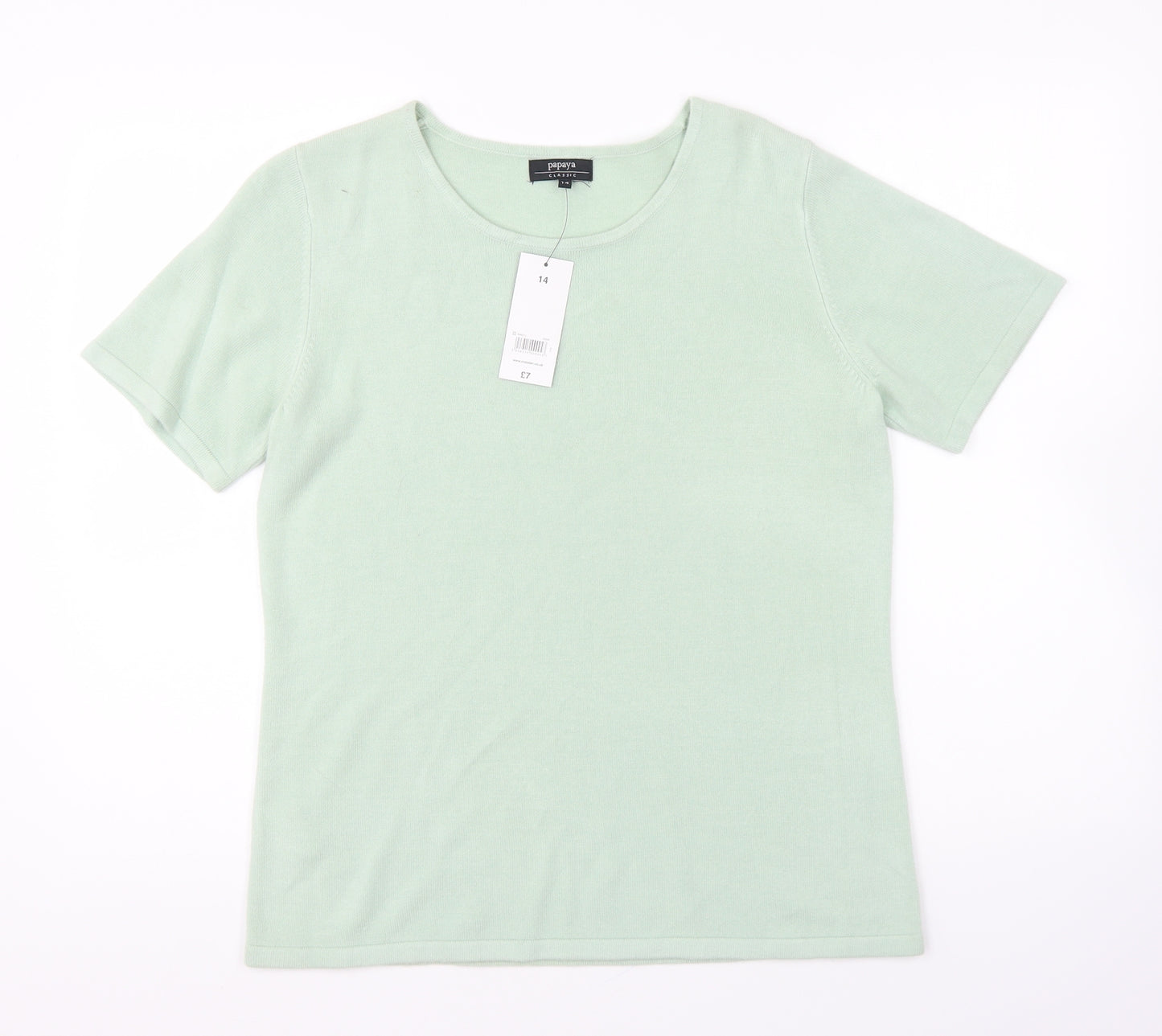 Papaya Womens Green Round Neck Acrylic Pullover Jumper Size 14