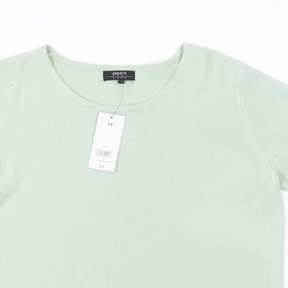 Papaya Womens Green Round Neck Acrylic Pullover Jumper Size 14