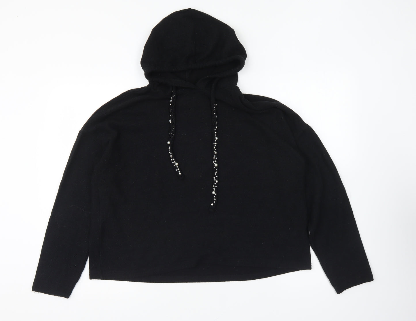 New Look Womens Black Viscose Pullover Hoodie Size M Pullover