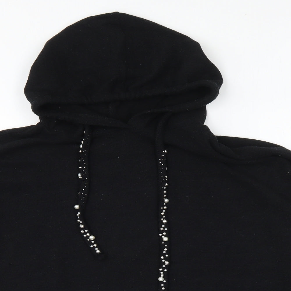 New Look Womens Black Viscose Pullover Hoodie Size M Pullover