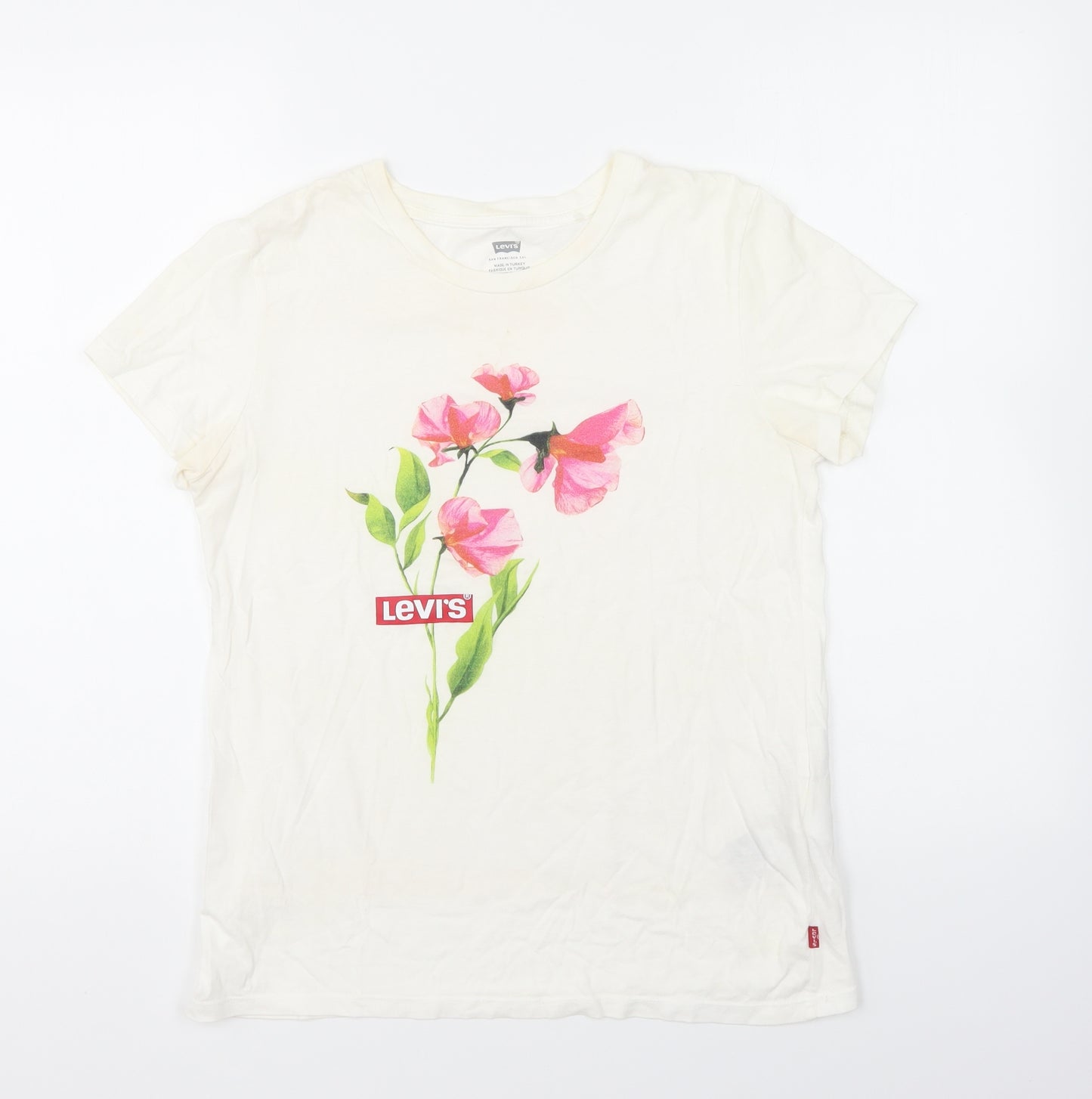 Levi's Womens Ivory Cotton Basic T-Shirt Size S Round Neck