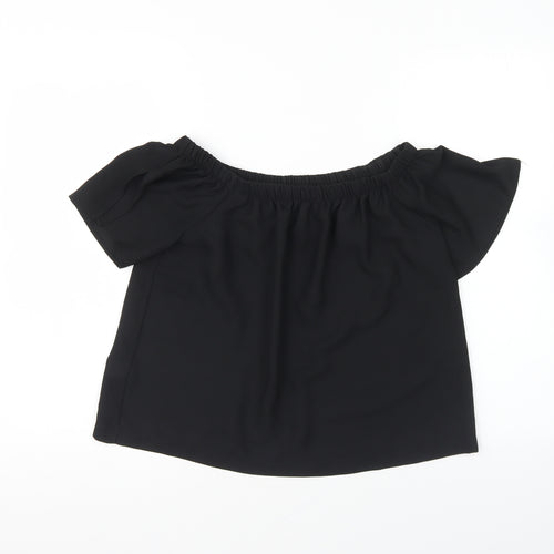 Atmosphere Womens Black Polyester Basic Blouse Size 10 Off the Shoulder