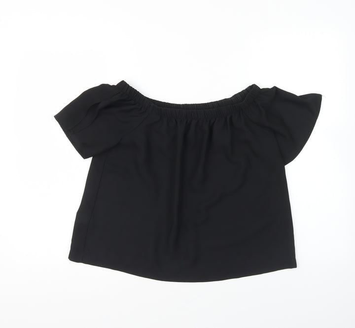 Atmosphere Womens Black Polyester Basic Blouse Size 10 Off the Shoulder