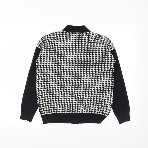 Phase Eight Womens Black V-Neck Geometric Viscose Cardigan Jumper Size XS - Houndstooth