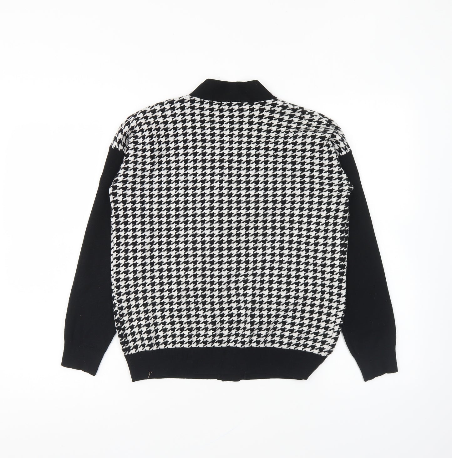 Phase Eight Womens Black V-Neck Geometric Viscose Cardigan Jumper Size XS - Houndstooth