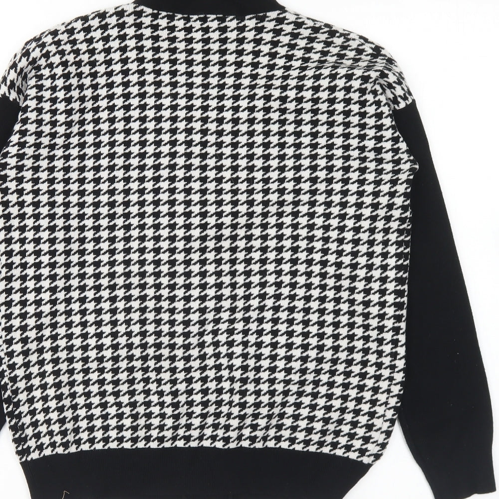 Phase Eight Womens Black V-Neck Geometric Viscose Cardigan Jumper Size XS - Houndstooth