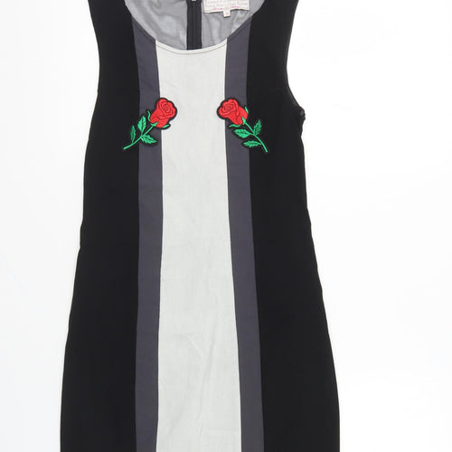 PARISIAN SIGNATURE Womens Black Cotton Bodycon Size M Round Neck Zip