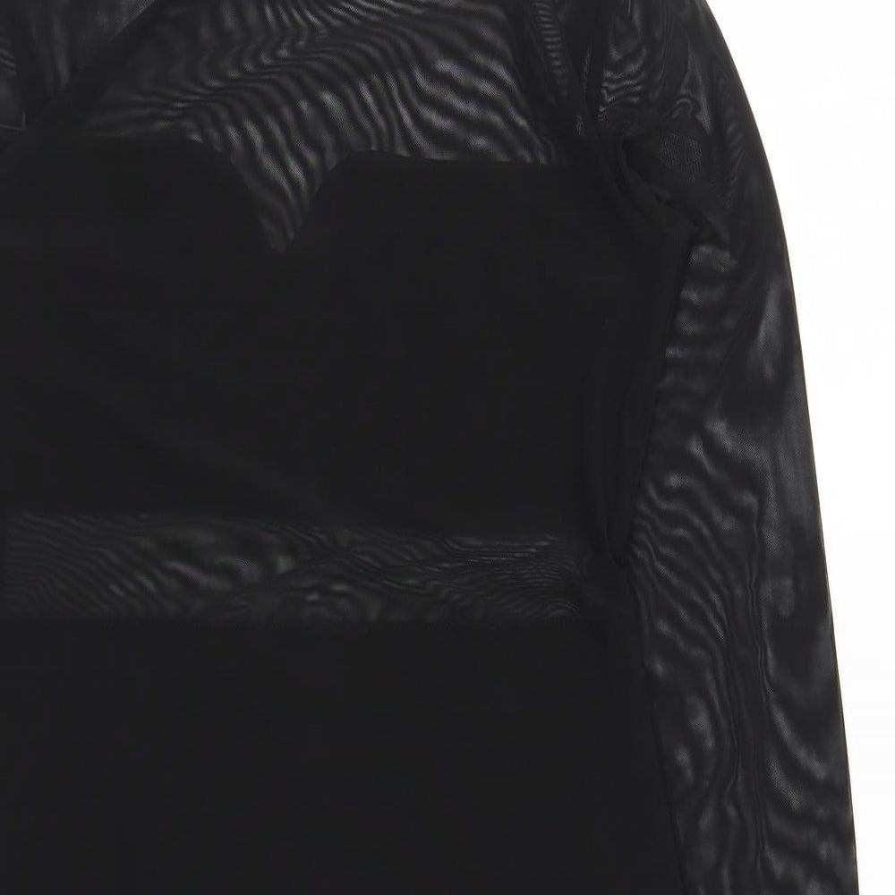 Divided Womens Black Polyester Bodycon Size M Mock Neck Button