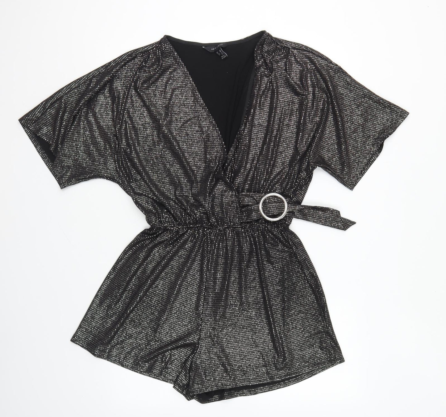 New Look Womens Silver Polyester Playsuit One-Piece Size 12 Pullover